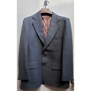 VTG Manstyle Leisure Blazer 70's Grey Poly Disco Western Collar Pockets 42R Belk